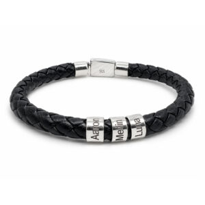 Brazalete trenzado con aros grabados plata 925
